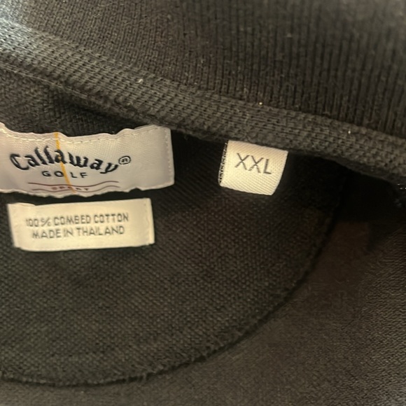 Callaway Black Polo Golf Shirt with White Logo on   Sleeve and Back - Picture 4 of 10